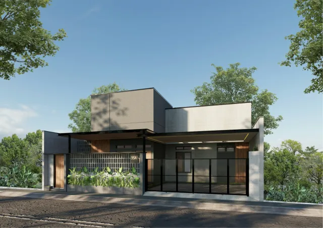 Fasad rumah modern satu lantai