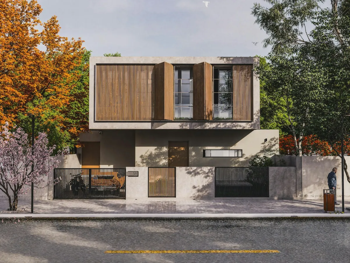 Rumah dua lantai bergaya modern dengan carport